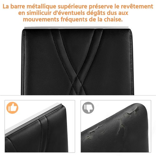 Lot De 2 Chaises De Salle à Manger En Similicuir Avec Pieds Métalliques En U, Noir