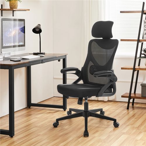 Fauteuil De Bureau Réglable Chaise De Bureau En Maille Avec Appui-tête Support Lombaire Noir