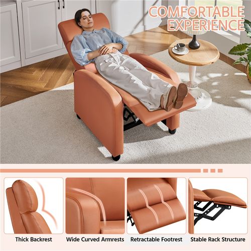 Fauteuil De Relaxation Avec Fonction De Couchage Similicuir Synthétique Marron