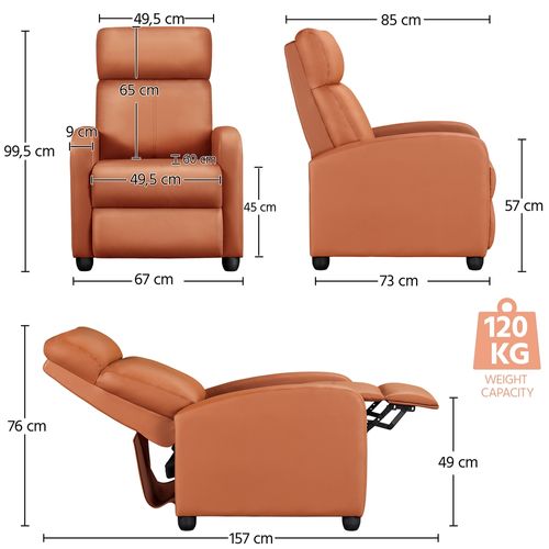 Fauteuil De Relaxation Avec Fonction De Couchage Similicuir Synthétique Marron