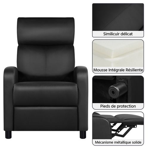 Fauteuil De Relax Chaise De Détente Siège De Canapé Fauteuil Relax/chambre à Coucher Similicuir/noir
