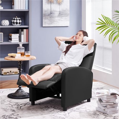 Fauteuil De Relax Chaise De Détente Siège De Canapé Fauteuil Relax/chambre à Coucher Similicuir/noir