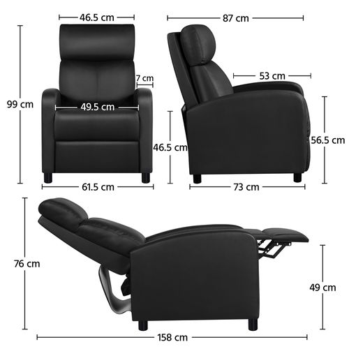 Fauteuil De Relax Chaise De Détente Siège De Canapé Fauteuil Relax/chambre à Coucher Similicuir/noir