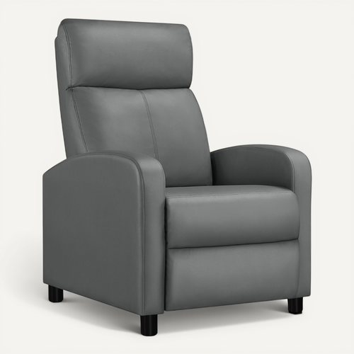 Fauteuil Inclinable Convertible En Similicuir, Fauteuil Rembourré Avec Repose Pied, Gris
