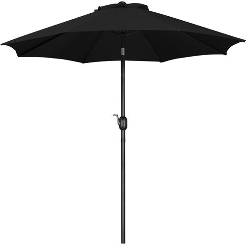 Parasol Inclinable à 8 Baleines Avec Armature En Métal, Bouton-poussoire Et Manivelle, Noir