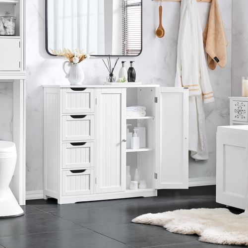 Armoire Meuble Rangement Salle De Bain Cuisine Toilette Chambre En Bois Sur Pied 81 × 30 × 83 Cm