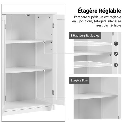 Armoire Meuble Rangement Salle De Bain Cuisine Toilette Chambre En Bois Sur Pied 81 × 30 × 83 Cm