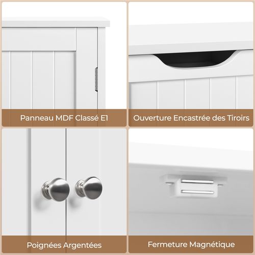 Armoire Meuble Rangement Salle De Bain Cuisine Toilette Chambre En Bois Sur Pied 81 × 30 × 83 Cm