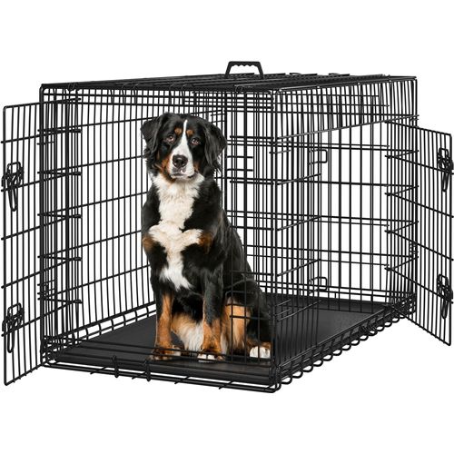 Cage Pour Chien Transportable En Fils Métalliques 122,5 × 73 × 80 Cm, Noir