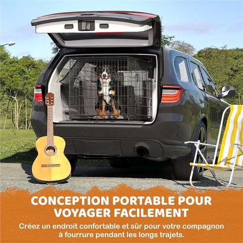 Cage Pour Chien Transportable En Fils Métalliques 122,5 × 73 × 80 Cm, Noir