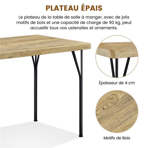Ensemble Table à Manger Meubles De Salle à Manger Table Avec 4 Chaises En Bois Mdf Et En Métal, Brun