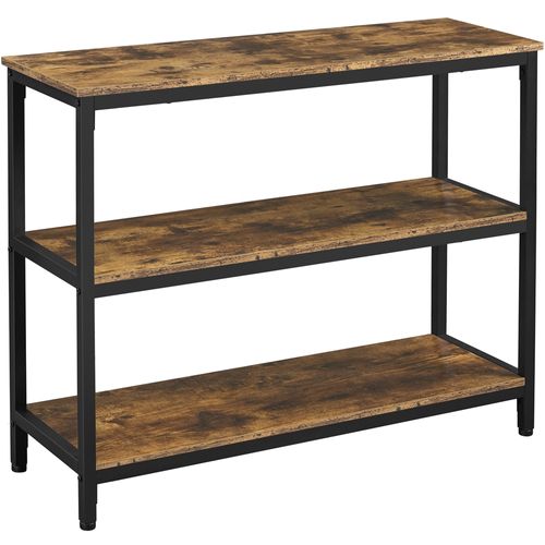 Table Console Industrielle HOMCOM - 3 Niveaux, Cadre X Métal, étagères Ouvertes, 110x30x91 Cm, Marron Rustique, Pour Entrée Ou Salon