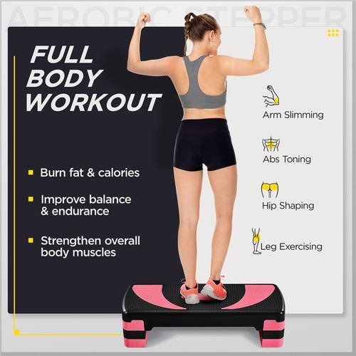 Step D’aérobic Step Fitness Exercice Hauteur Réglable En 3 Niveaux Charge Max. 250 Kg, Rose