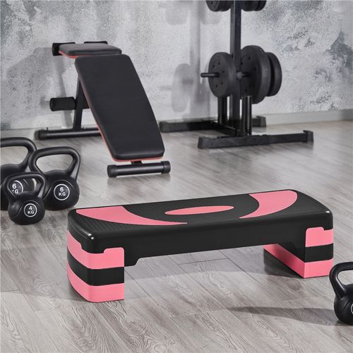 Step D’aérobic Step Fitness Exercice Hauteur Réglable En 3 Niveaux Charge Max. 250 Kg, Rose