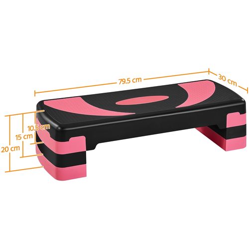 Step D’aérobic Step Fitness Exercice Hauteur Réglable En 3 Niveaux Charge Max. 250 Kg, Rose