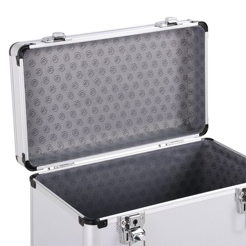 Mallette De Rangement Pour Disques Vinyles De 33 Tours Valise Avec Fermeture à Clé, Argent