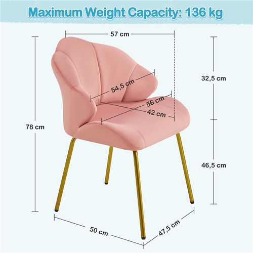 Chaise De Salon En Velours Chaise D'appoint Design Coquillage Avec Dossier Capitonné, Rose