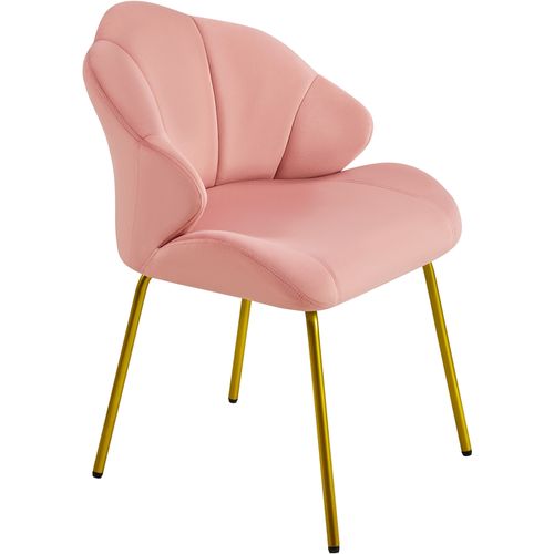 Chaise De Salon En Velours Chaise D'appoint Design Coquillage Avec Dossier Capitonné, Rose