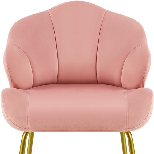 Chaise De Salon En Velours Chaise D'appoint Design Coquillage Avec Dossier Capitonné, Rose