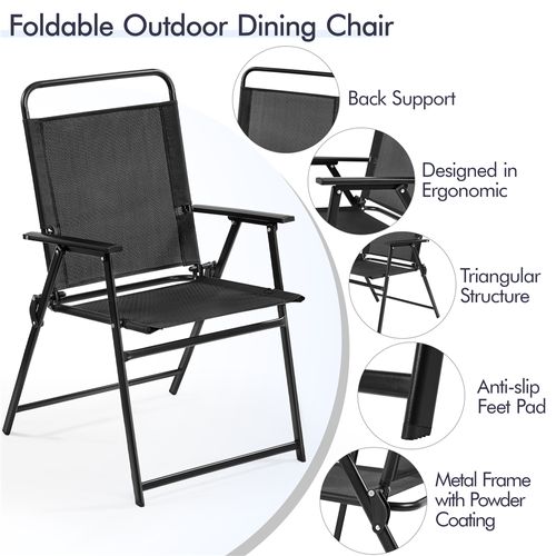Lot De 4 Chaises De Jardin Extérieur Pliante Issu En Polyester Cadre Métal