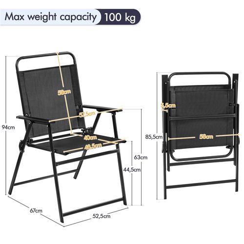 Lot De 4 Chaises De Jardin Extérieur Pliante Issu En Polyester Cadre Métal