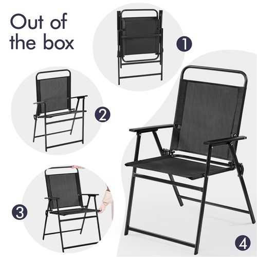 Lot De 4 Chaises De Jardin Extérieur Pliante Issu En Polyester Cadre Métal