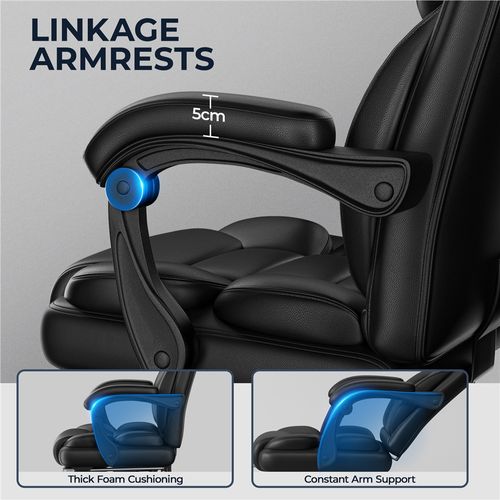 Chaise De Bureau En Similicuir Avec Haut Dossier Inclinable, Assise Réglable En Hauteur, Noir