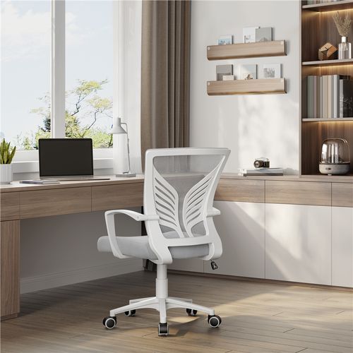 Chaise De Bureau En Maille Mesh Avec Papillon Siège Inclinable Réglable En Hauteur, Gris Clair