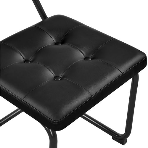 Lot De 2 Chaises De Salle à Manger Avec Dossier En Rotin Tissé Et Assise Capitonnée, Noir