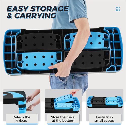 Step D’aérobic Step Fitness Exercice Hauteur Réglable En 3 Niveaux Pour Entraînement , Bleu