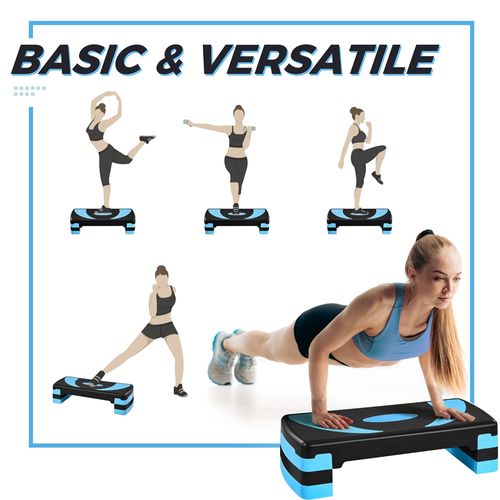 Step D’aérobic Step Fitness Exercice Hauteur Réglable En 3 Niveaux Pour Entraînement , Bleu