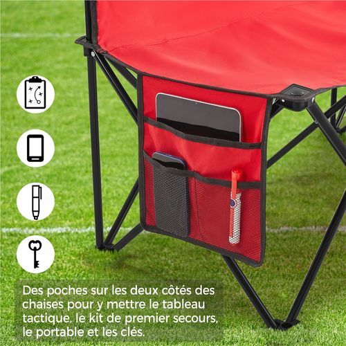 Banc De Camping Pliable Yaheetech – 4 Places, Noir, Avec Accoudoirs Et Sac De Transport – Idéal Pour Les Matchs De Sport