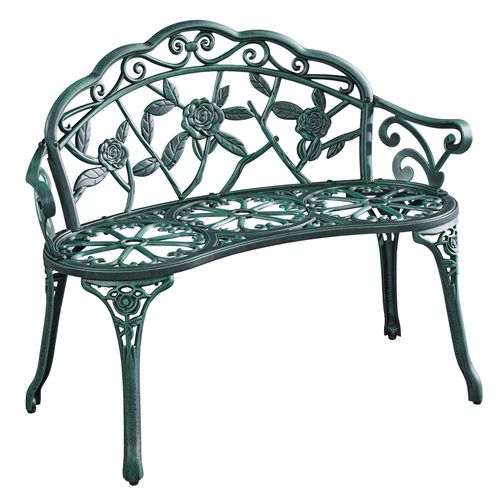 Banc De Jardin Vintage En Métal Avec Motifs Floraux Siège De Jardin Terrasse Balcon, Vert