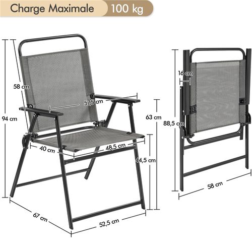 Lot De 2 Chaises Pliantes Jardin GOPLUS - Structure Bambou, Toile Beige, Capacité 150 Kg, Pliable Avec Sac - 57x72,5x92,5 Cm - 5