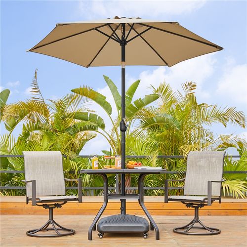Parasol De Jardin Inclinable à 6 Baleines Parasol Balcon Avec Manivelle, Brun Clair