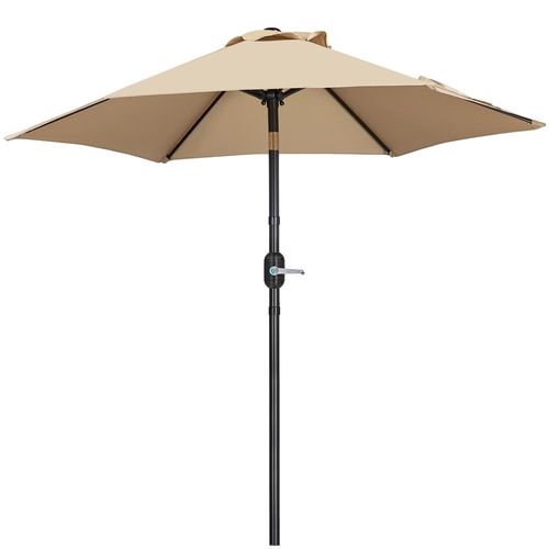 Parasol De Jardin Inclinable à 6 Baleines Parasol Balcon Avec Manivelle, Brun Clair