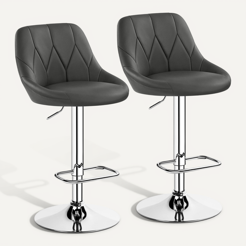 Lot De 2 Chaises De Bar En Similicuir Avec Assise Pivotante Réglable En Hauteur ,gris Foncé