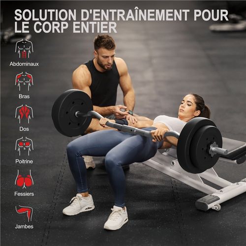 Barre De Curl Avec Disques D'haltères En Fonte Barre D'haltère De 30 Kg, Noir