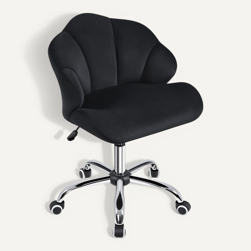 Chaise De Bureau En Velours Avec Dossier Inclinable Et Assise Réglable En Hauteur , Noir