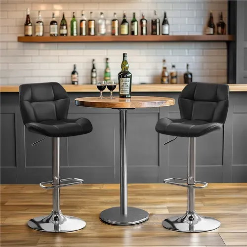 Tabourets / Chaise De Bar Design Capitonné Tabouret De Bar En Similicuir Réglables En Hauteur, Noir