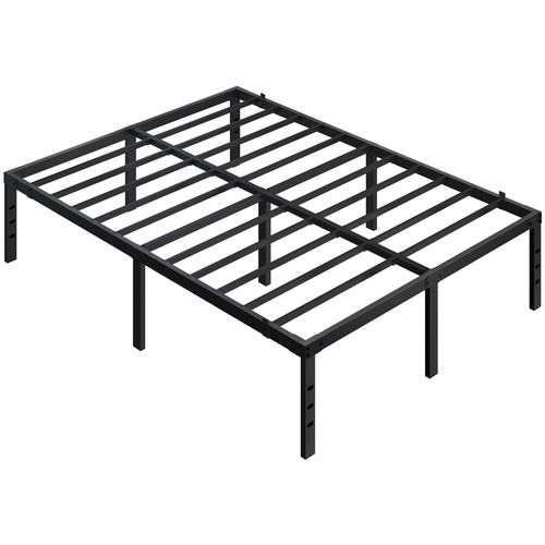 Cadre De Lit Métallique Sans Tête De Lit Avec Support à Lattes, 160 × 200 Cm Noir