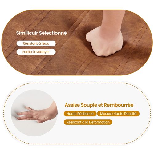 Lot De 4 Chaises De Cuisine Avec Dossier Design Pétales Et Pieds En Métal, Brun Rustique