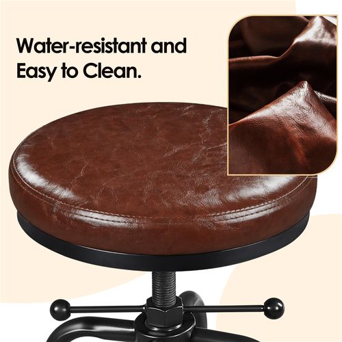 Lot De 2 Tabouret De Bar En Similicuir Réglable En Hauteur Avec Deux Repose-pieds, Marron