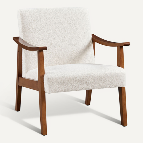 Fauteuil De Salon Moderne Chaise Rembourré Fauteuil De Lecture Canapé 1 Place, Ivoire