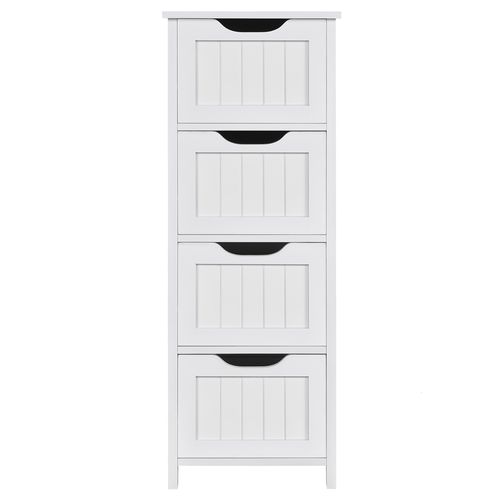 Meuble De Salle De Bain Avec 4 Tiroirs Armoire De Rangement En Bois Blanc