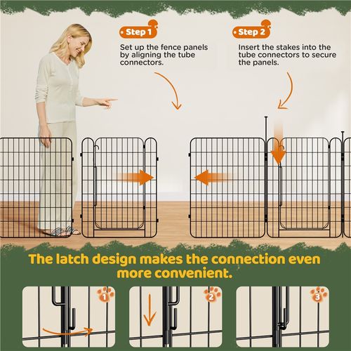 Parc Pour Chien Pliable En Métal Avec Porte Et Piquets Enclos Modulable, 60 × 80 Cm Noir