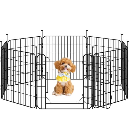Parc Pour Chien Pliable En Métal Avec Porte Et Piquets Enclos Modulable, 60 × 60 Cm Noir