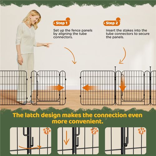 Parc Pour Chien Pliable En Métal Avec Porte Et Piquets Enclos Modulable, 60 × 60 Cm Noir