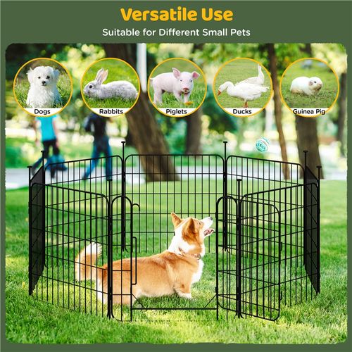 Parc Pour Chien Pliable En Métal Avec Porte Et Piquets Enclos Modulable, 60 × 60 Cm Noir