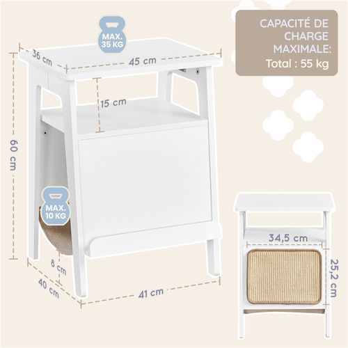Table D'appoint Pour Chat Avec Lit Bout De Canapé En Bois Avec Niche Range-magazines Blanc